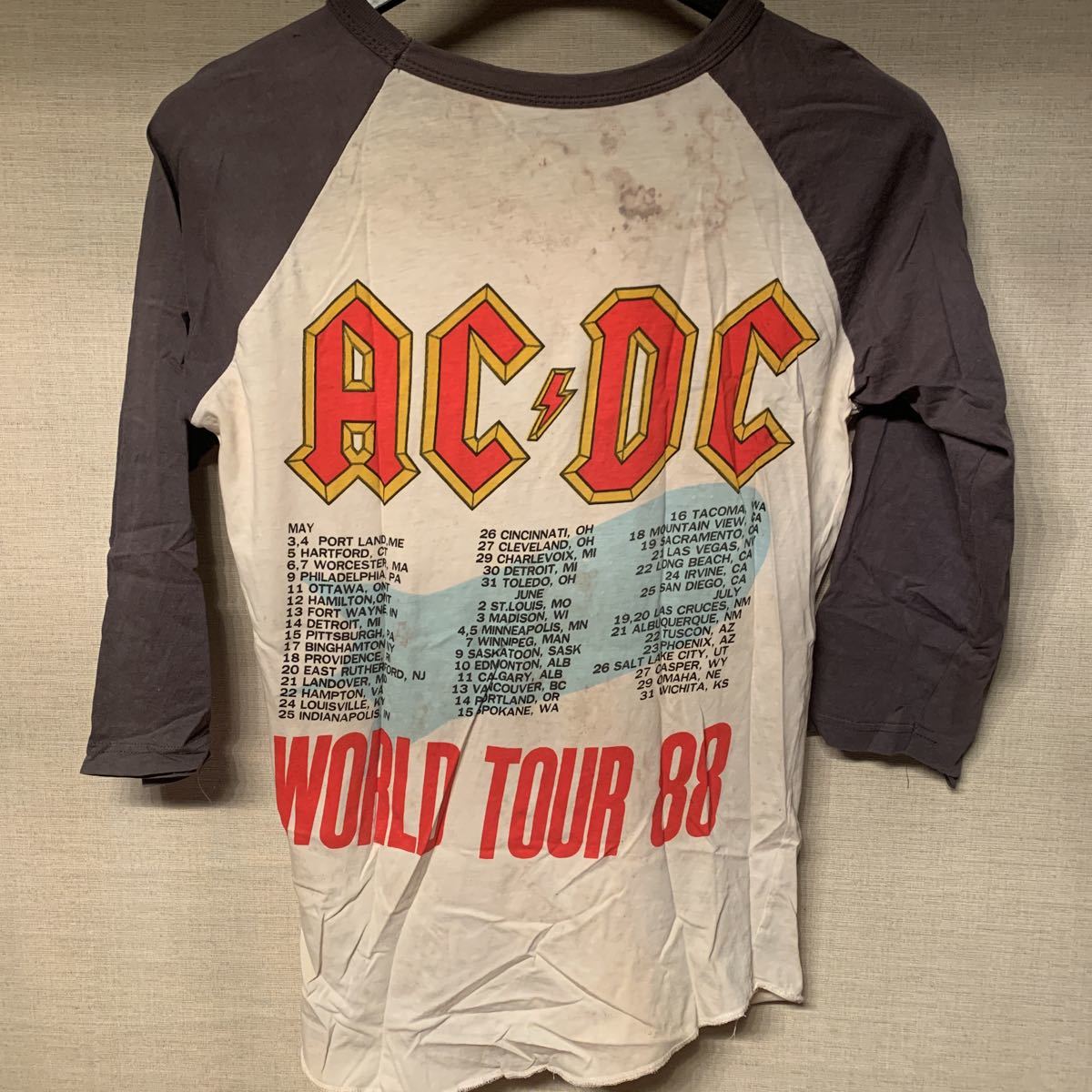AC/DC 1988 WORLD TOUR ヴィンテージラグランTシャツ ACDC metallica