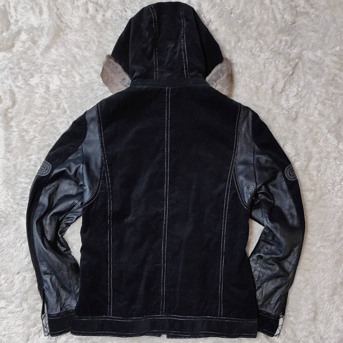 限定品 希少L】BURBERRY BLACK LABEL 高級ラムレザー×コーデュロイ