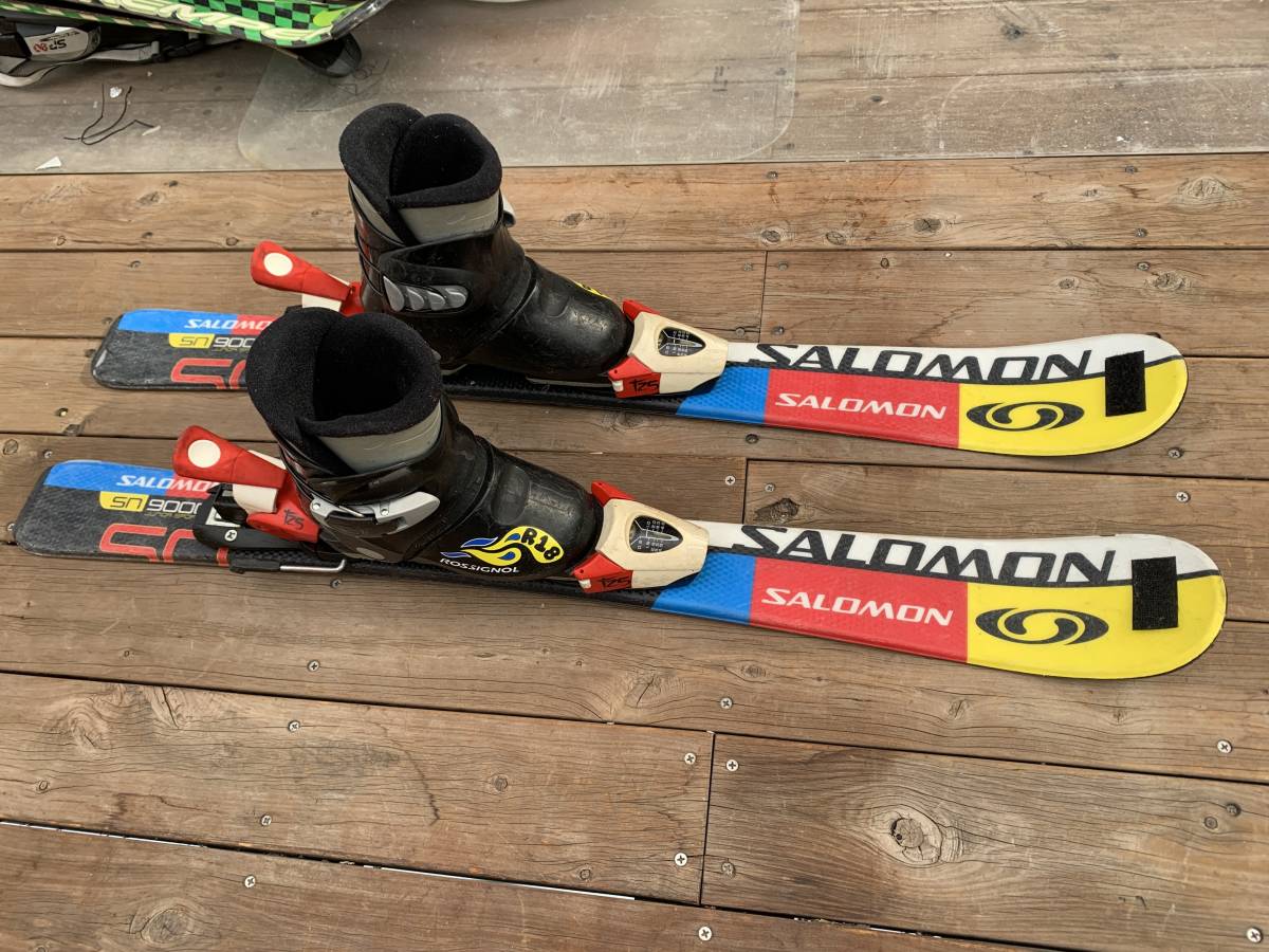 中古 子供用 3~5才ぐらい スキーセット 板サロモン90cm ブーツ 
