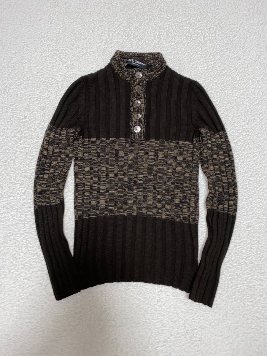 高品質，人気SALE ドルチェ&ガッバーナ フィット感抜群 程良くタイト収納 VERGINE WOOL 凹凸リブ/メランジ織／ヘンリーネックニット セーター(セーター)｜売買されたオークション情報、yahooの商品情報をアー 男性用