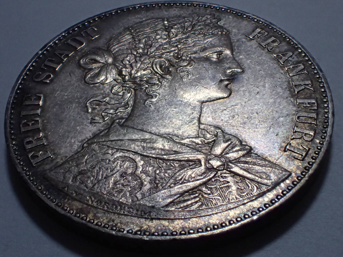 ドイツ フランクフルト 1860年 ターラー銀貨 フランコニア 19世紀 アンティークコイン thaler
