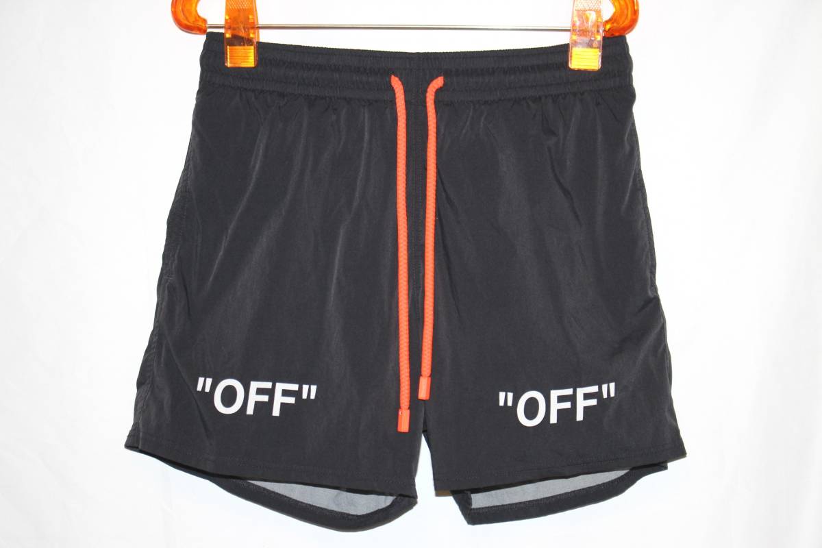 正規品】OFF-WHITE｜オフホワイト メンズ 水着 黒 L 中古美品 ショート 