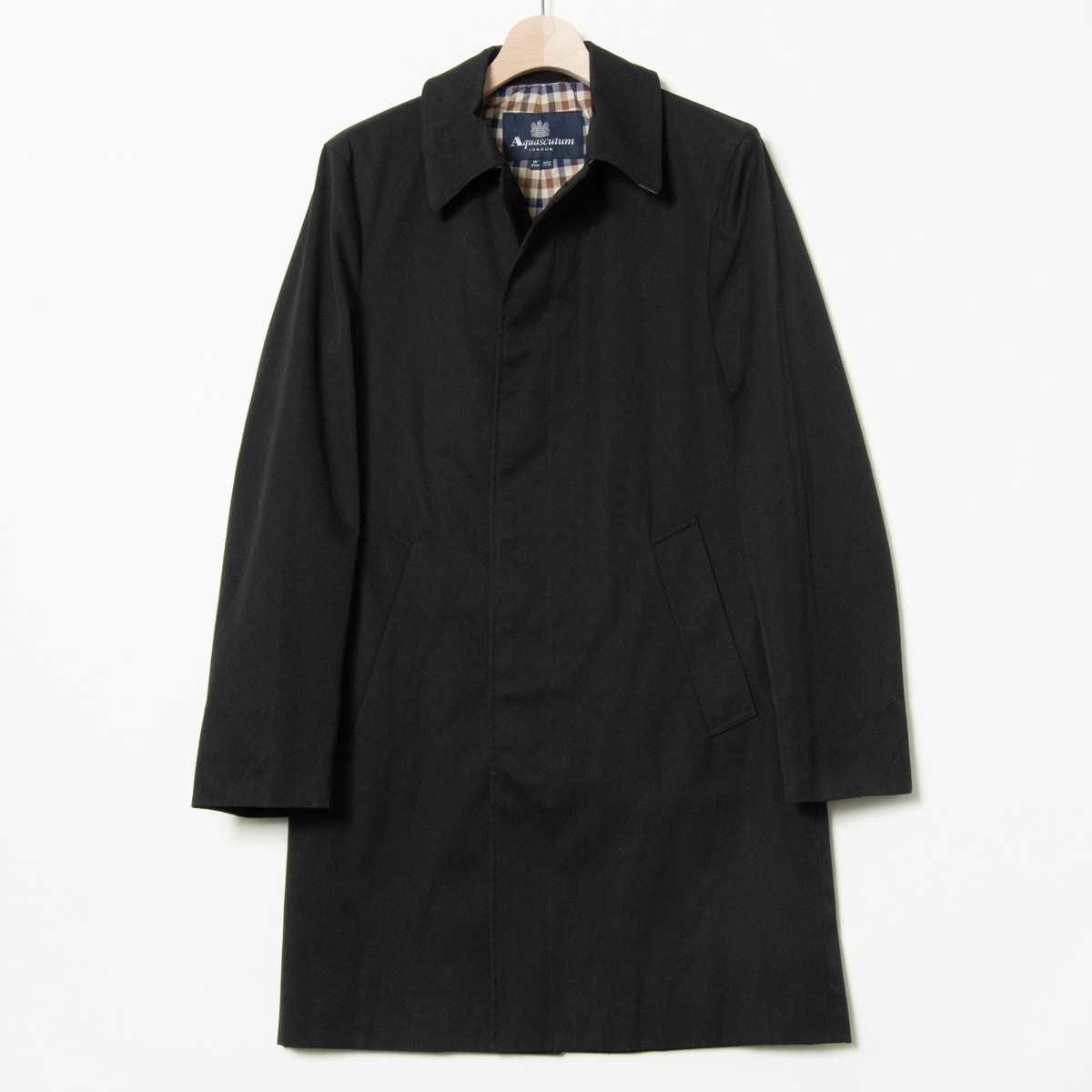 Aquascutum アクアスキュータム シングルトレンチコート 36 ブラック