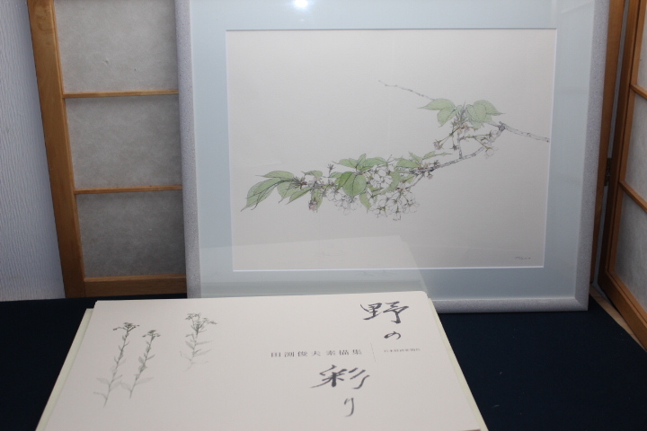 □「田渕俊夫素描集 野の彩り 額付き複製画 10葉」 1995年 定価 43000