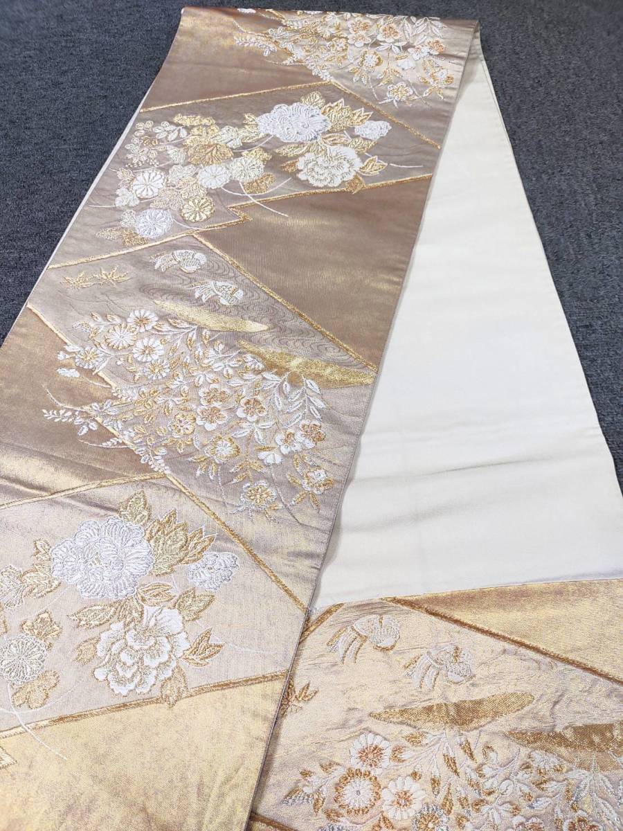 F-6135 【1円～】着物 帯 4点セット おまとめ 六通柄 袋帯 博多帯 金 