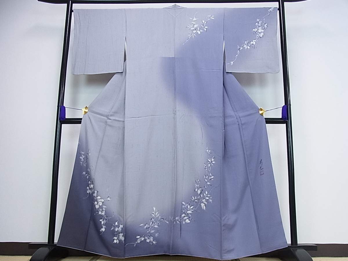 低価，お買い得 平和屋着物 和紙染染色作家 植村彩弘 訪問着 紬地 手描き 葡萄蔦の葉文 逸品 tx3431(仕立て上がり)｜売買されたオークション情報、yahooの商品情報をアーカイブ公開 - オークファン 仕立て上がり