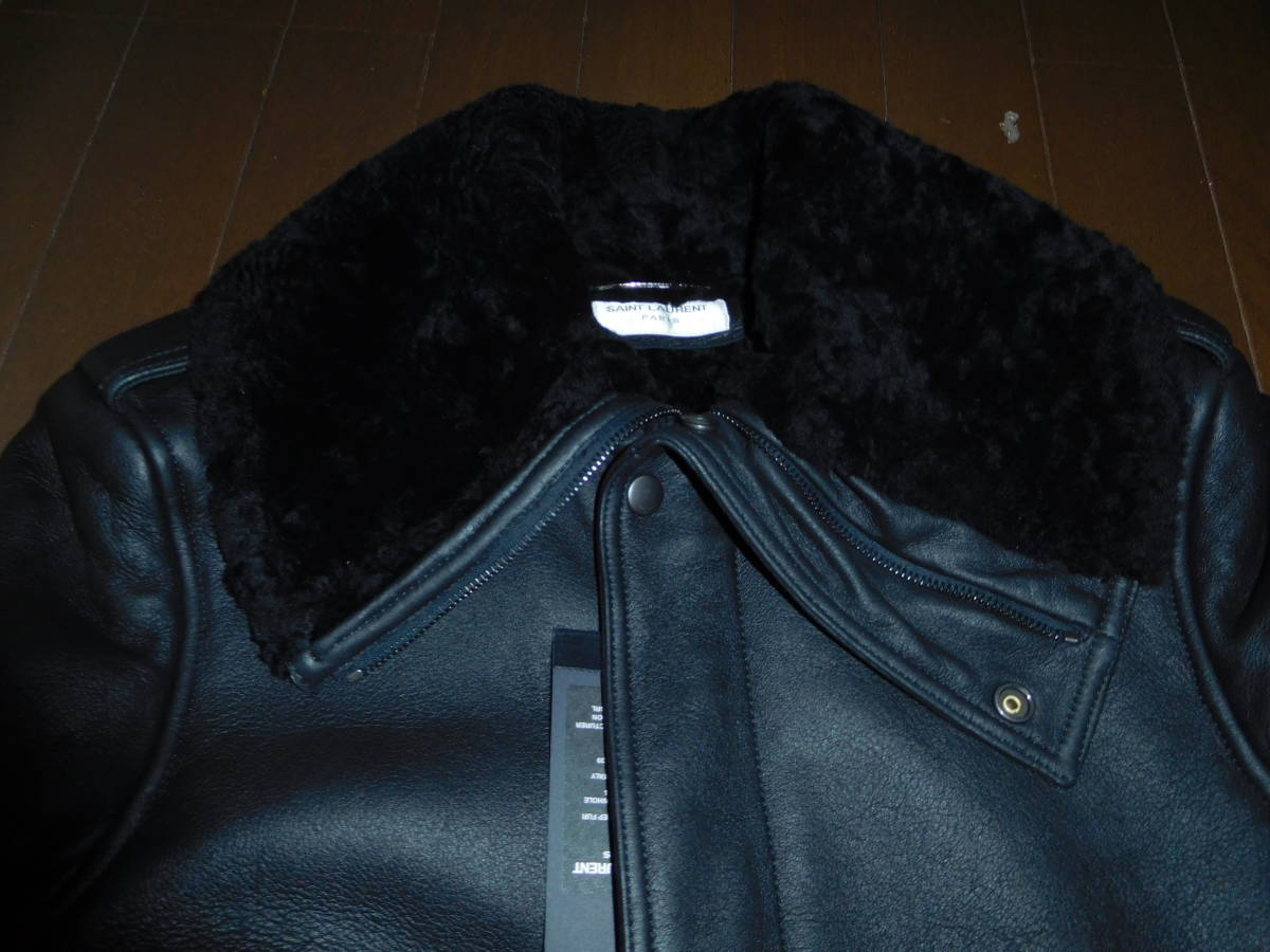 SAINT LAURENT サンローランパリ 羊革レザー 内ムートンファーボンバー