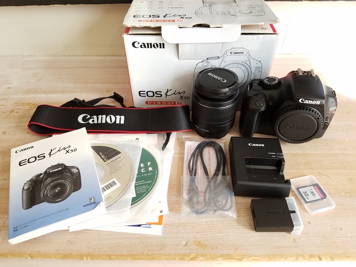 【訳あり品】CANON一眼レフカメラセット Canon デジタル 一眼レフカメラ EOS Kiss X50 レンズキット EF-S18