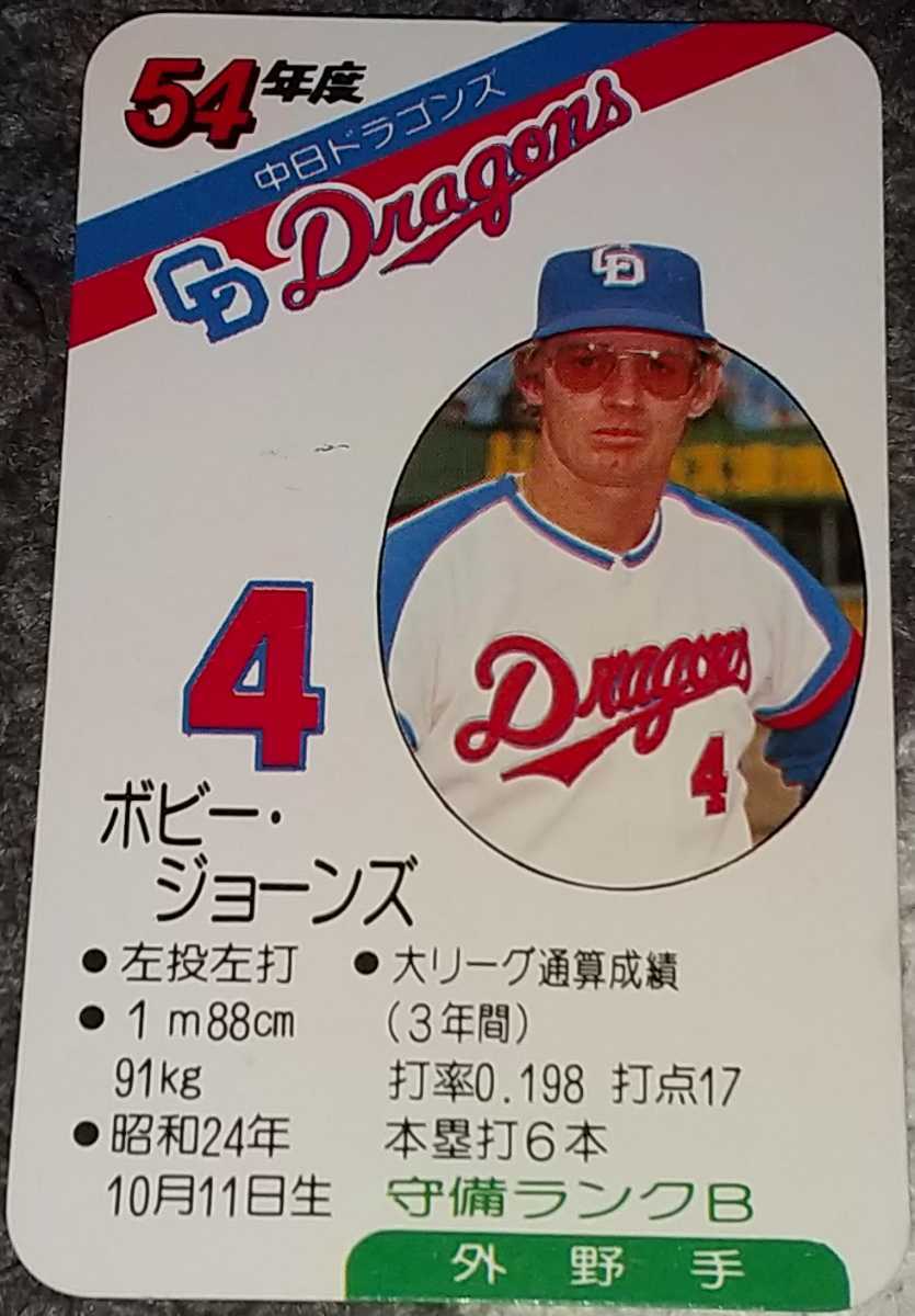 タカラプロ野球カードゲーム昭和54年度中日ドラゴンズ ジョーンズ 