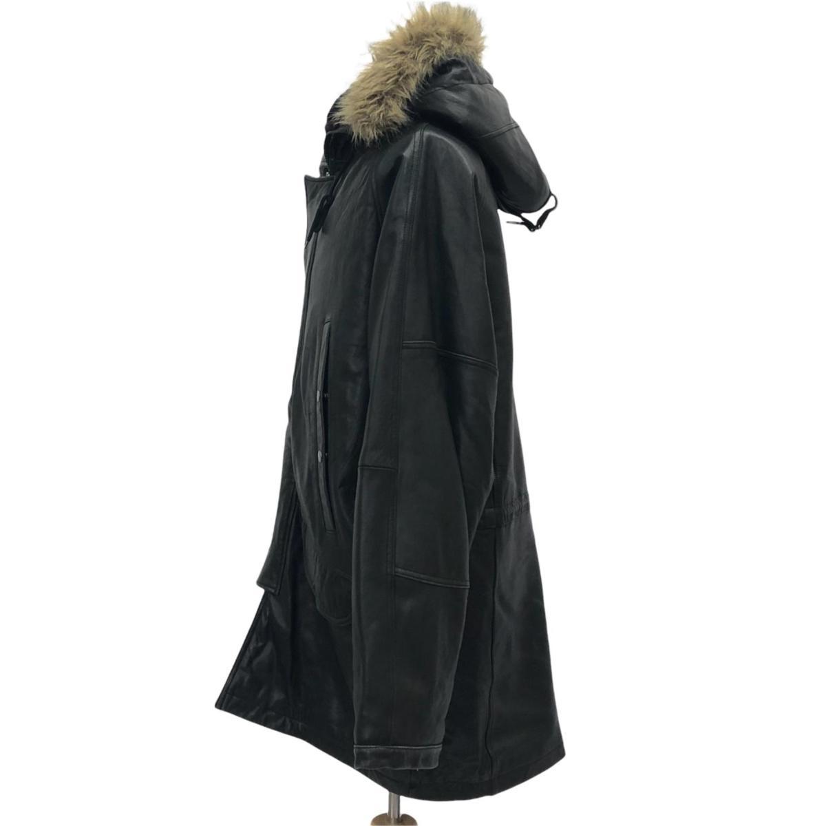 STUSSY ステューシー レザー ジャケット 中綿 コート 黒 ファー付き  