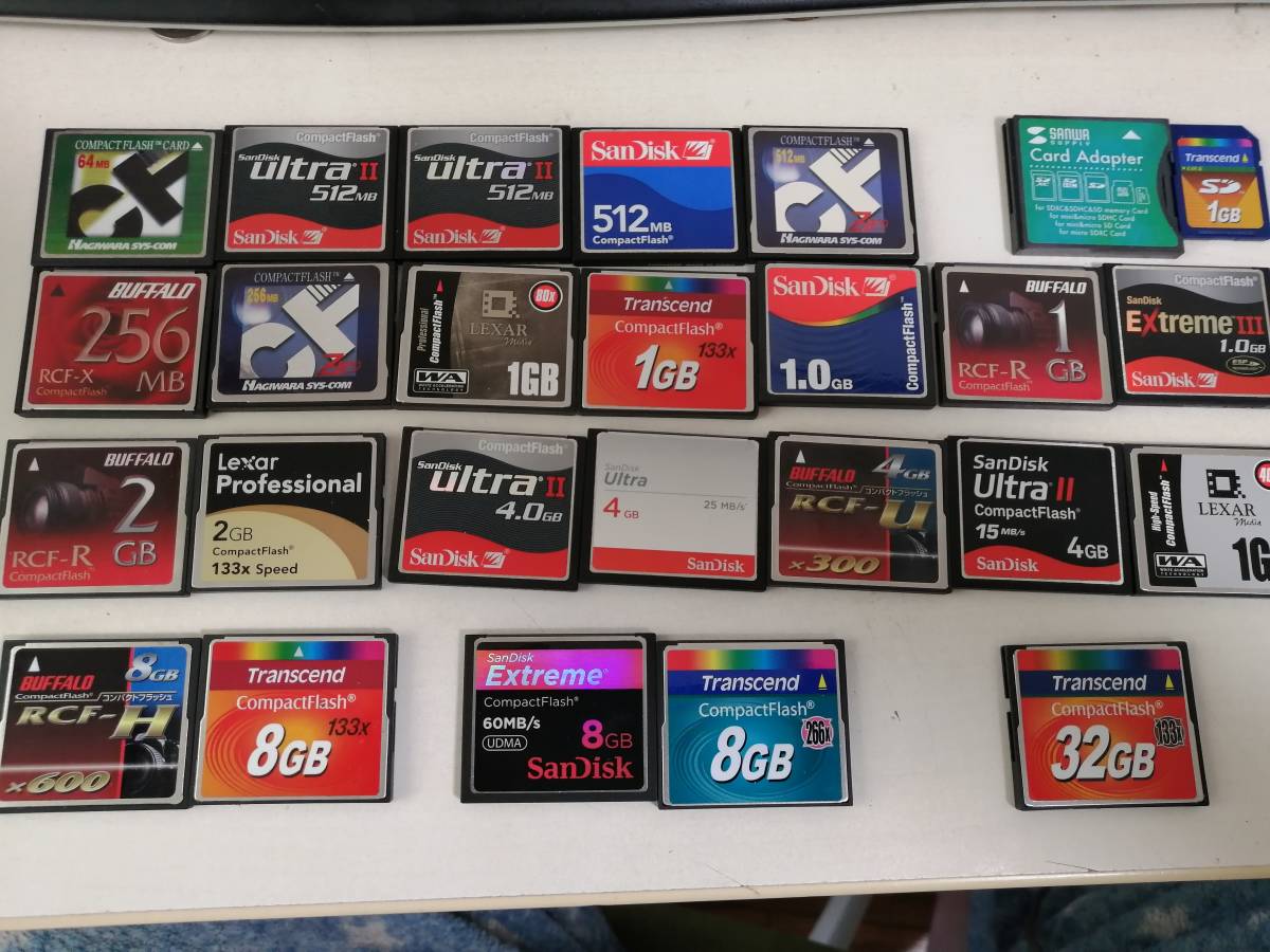 爆買い，人気SALE 1円スタート CFカード 25枚セット 512MB 1GB 2GB 4GB 8GB 32GB フォーマット済み(32GB)｜売買されたオークション情報、yahooの商品情報をアーカイブ公開 - オークファン 32GB
