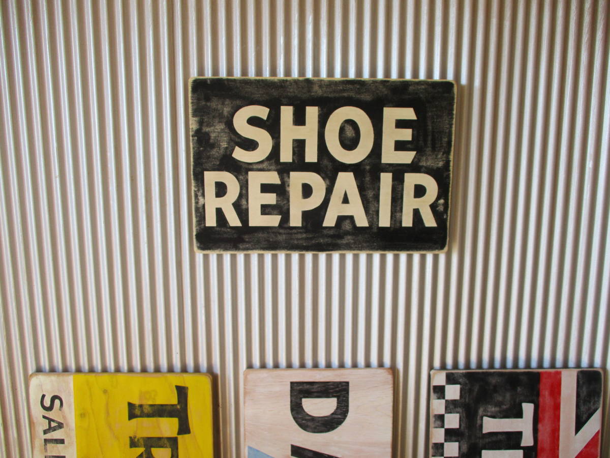 ビンテージサイン木製看板 検）SHOEREPAIR靴修理ブーツシャビーシック 