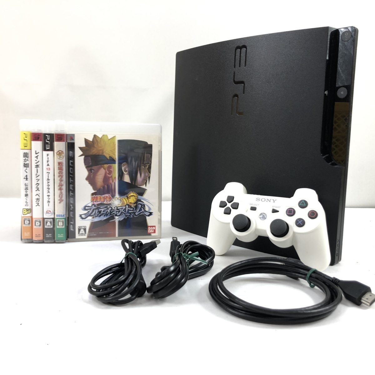04y7617)【1円～】PS3本体(CECH-3000A/160GB)＋ソフト5本セット
