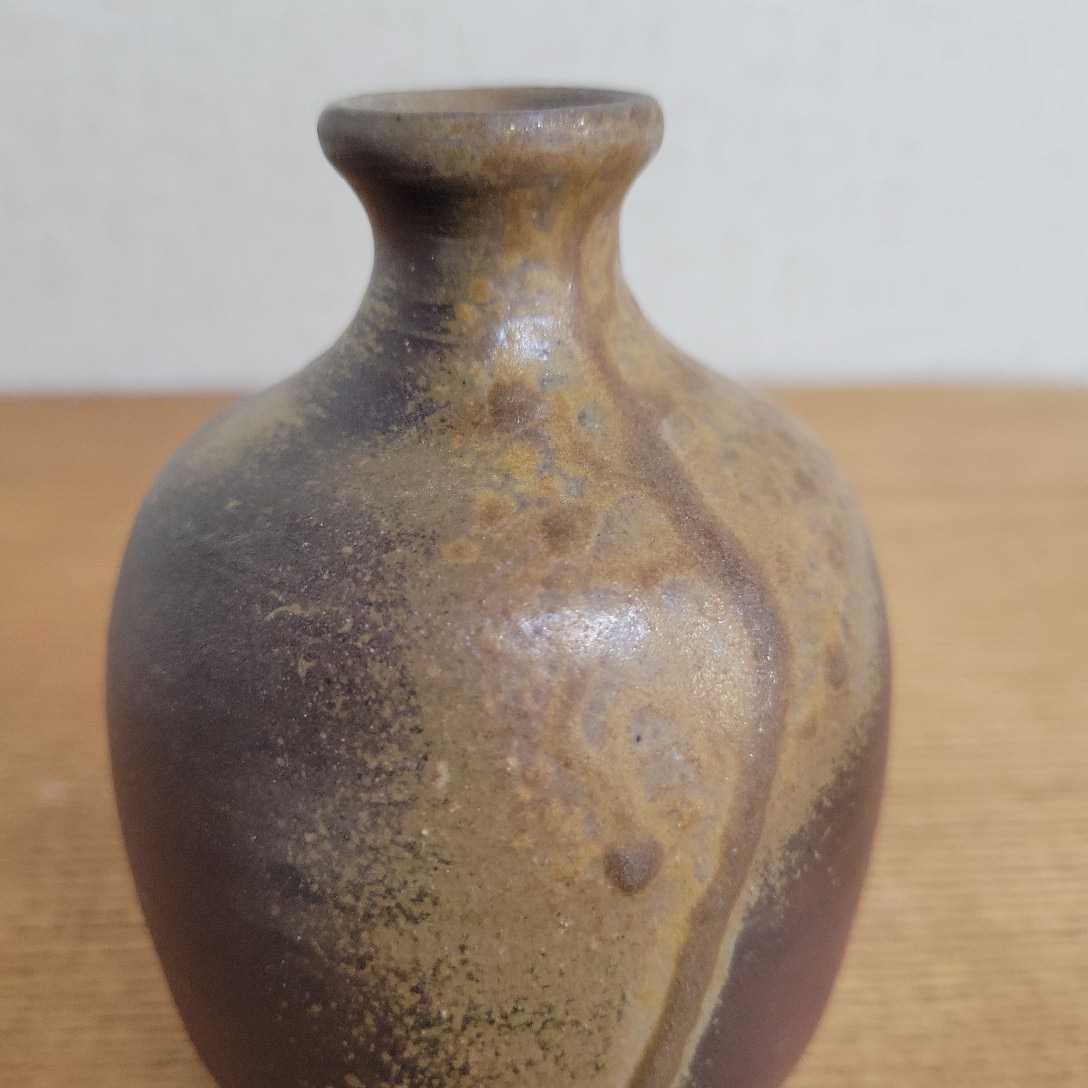 備前焼 松園 酒器 徳利 花入れ「松ふ」陶印あり 高さ12cm とっくり 