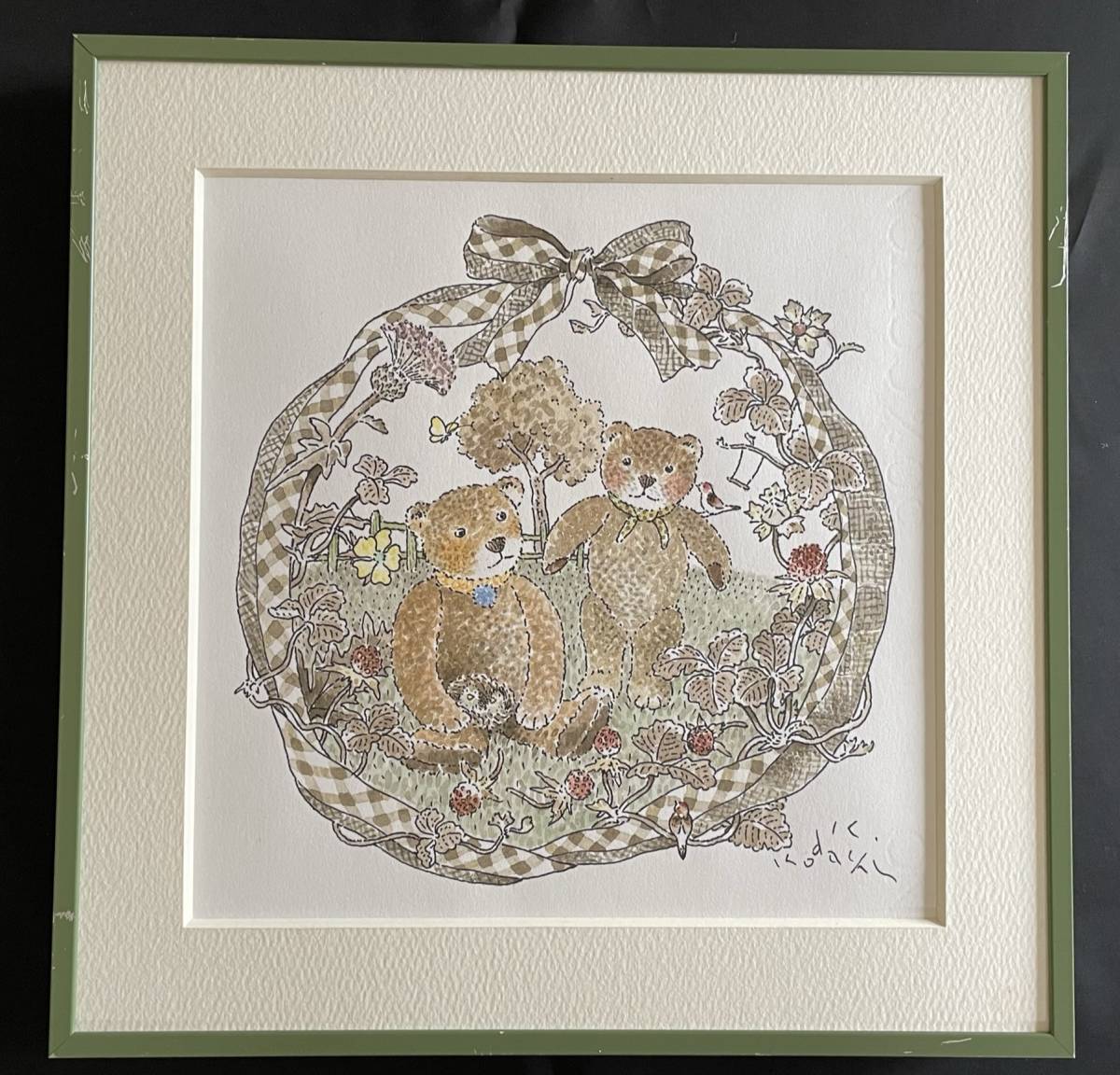 額装 水彩画 ペン画 小太刀克夫 こだちかつお 小さなともだち 飯能市 クマ 動物 イラスト インテリア オブジェ 639j 動物画 売買されたオークション情報 Yahooの商品情報をアーカイブ公開 オークファン Aucfan Com