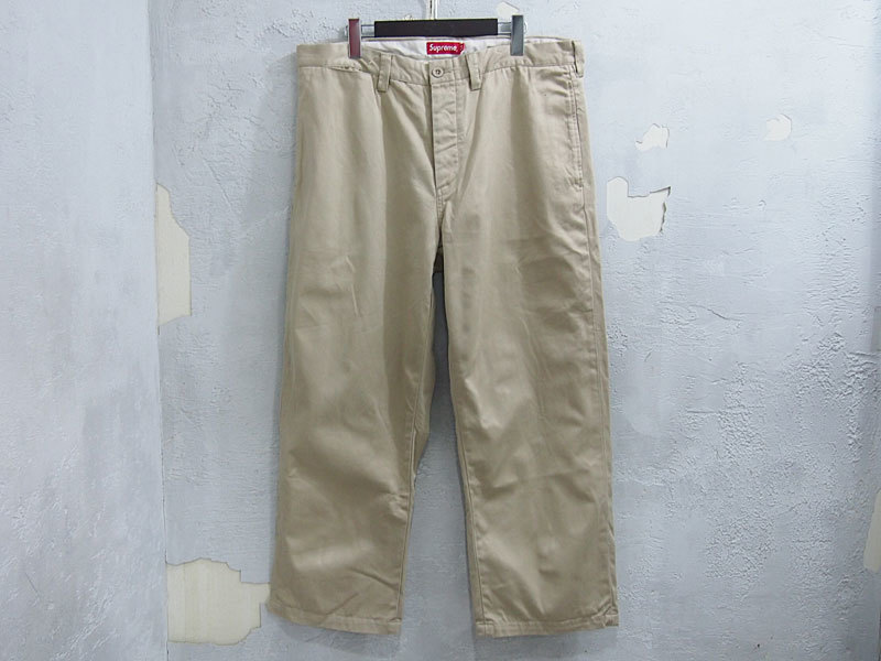 Supreme チノパン 34 ベージュ刺繍ロゴ付き Supreme Pin Up Chino Pant チノパン チノ パンツ ピンナップ ガール