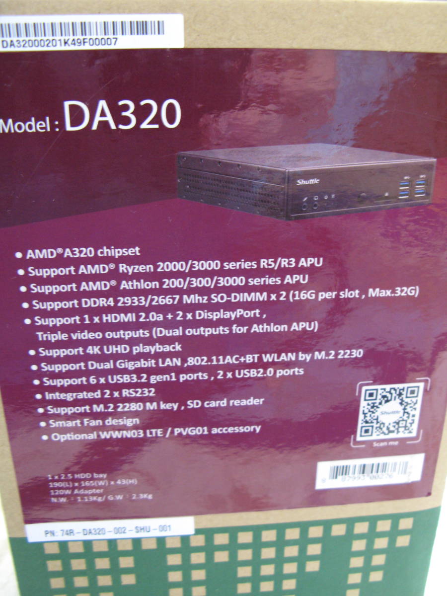 AMD Shuttle | A320チップセット搭載 INC. ソケットAM4 A320チップセットを採用するShuttleの小型ベアボーン ：AMD DA320 ブラック ベアボーンキット DA3200 ShuttleのRyzen向けスリムPCキット「DA320」が入荷、3画面出力に対応 APU Vol.012 変わらない良さがある。7年前のAMD