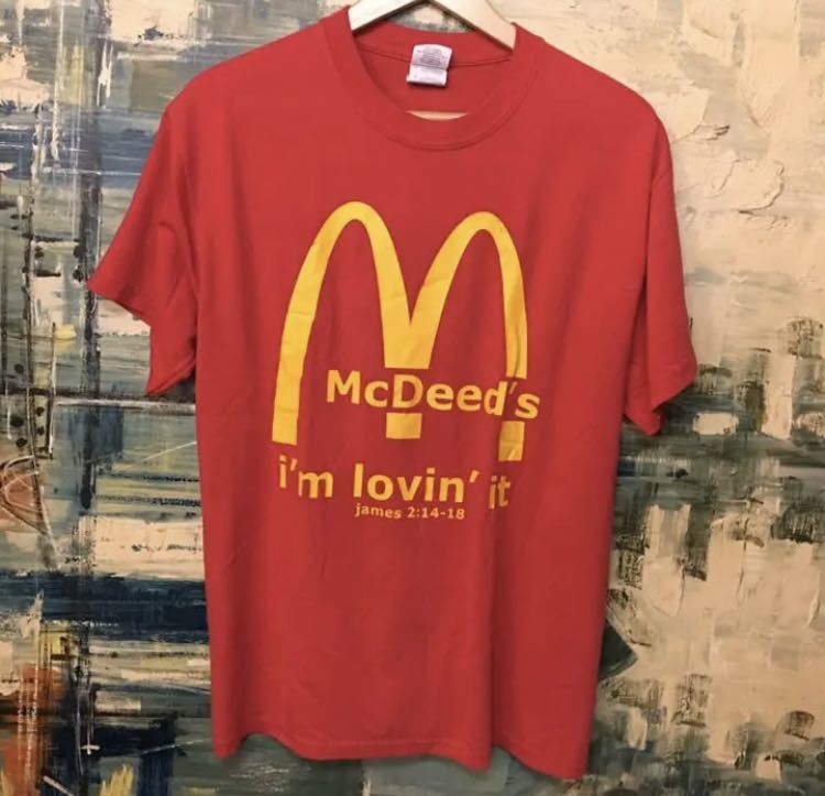 お買い得，セール Vintage Mac Tシャツ M 赤 マック マクドナルド(文字、ロゴ)｜売買されたオークション情報、yahooの商品情報をアーカイブ公開 - オークファン Mサイズ