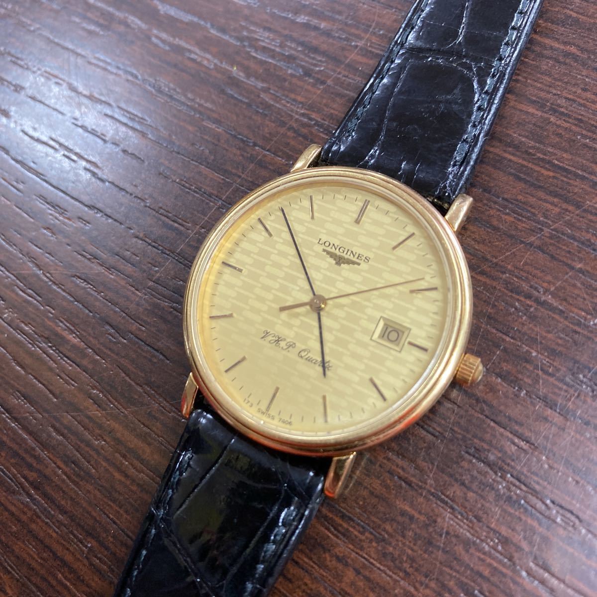 美品・LONGINES ロンジン VHP クオーツ メンズ 腕時計 デイト 純正尾錠 