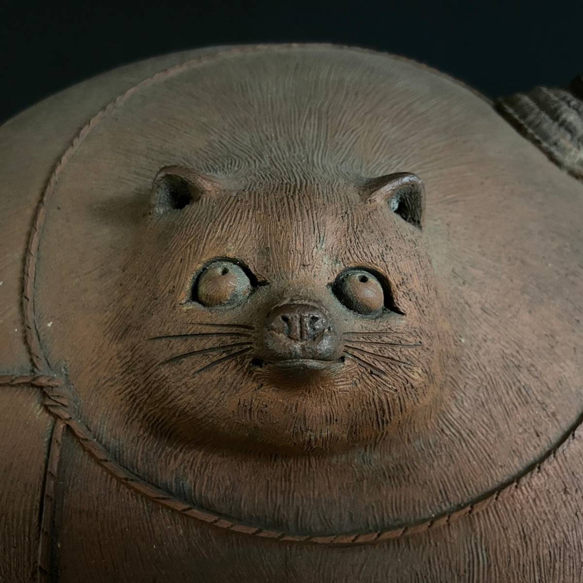 常滑焼 名工【森下辰よし作 朱泥 観音像 一対(2体組)在銘品】共箱作品  