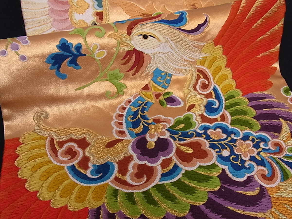 名門の西陣織 白綾苑大庭 鳳凰 袋帯 六通柄 刺繍 正絹 呉服 着物 名門の西陣織 白綾苑大庭 鳳凰 袋帯 六通柄 刺繍 正絹 呉服 着物