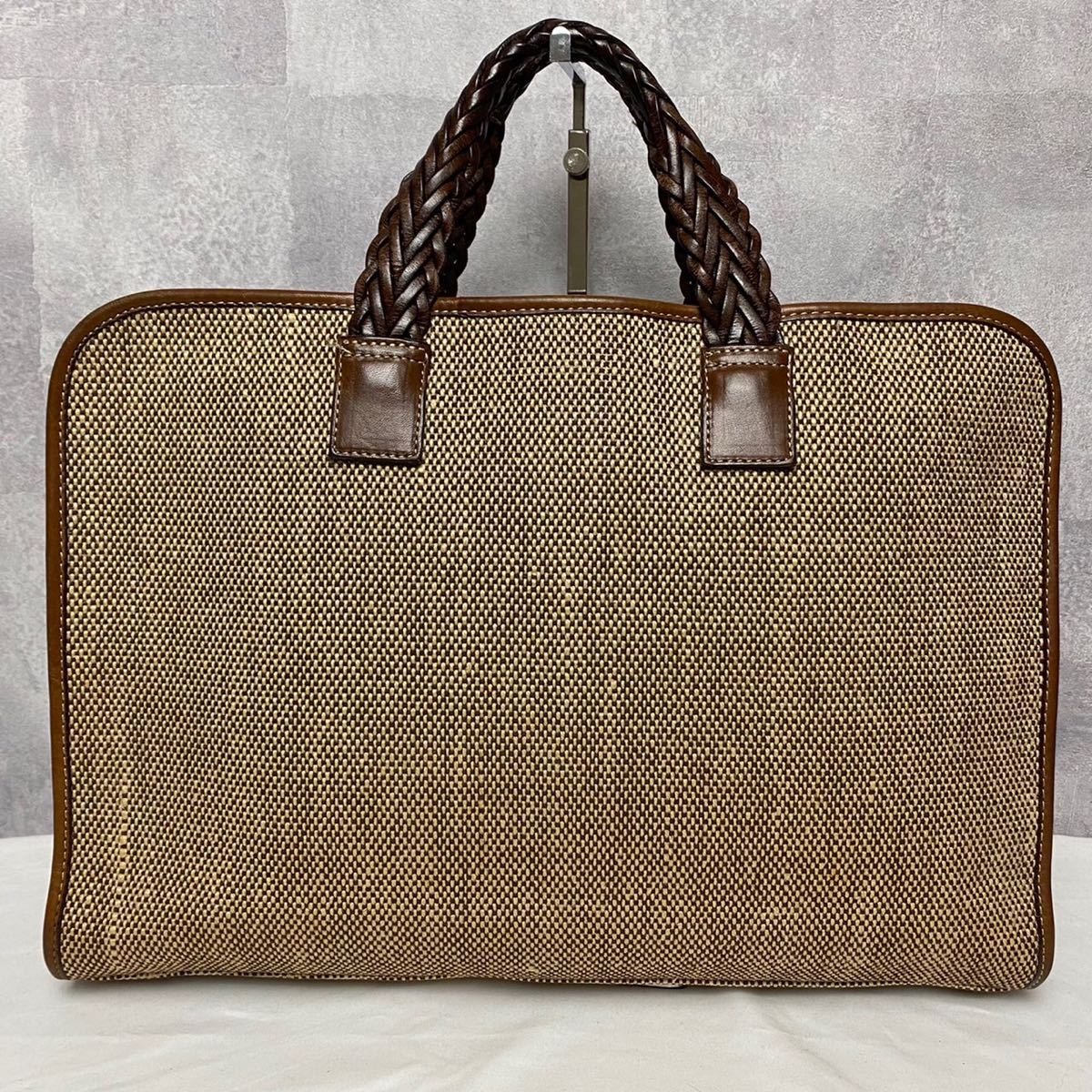 美品 1円 ポールスミス Paul Smith 編み込みハンドル ビジネスバッグ 