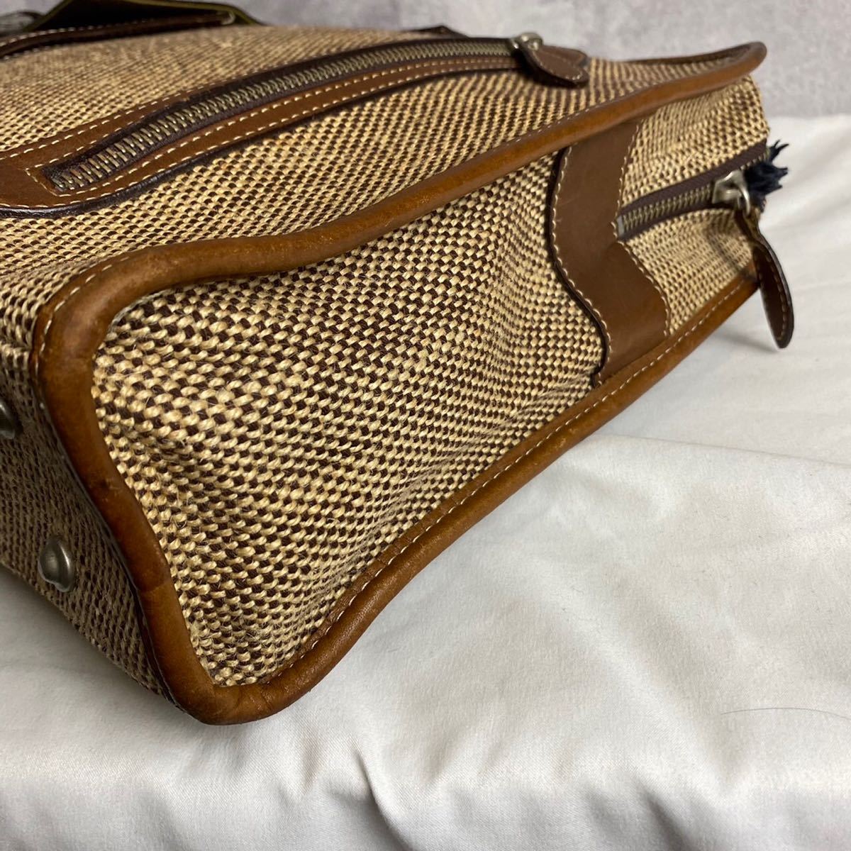 美品 1円 ポールスミス Paul Smith 編み込みハンドル ビジネスバッグ 