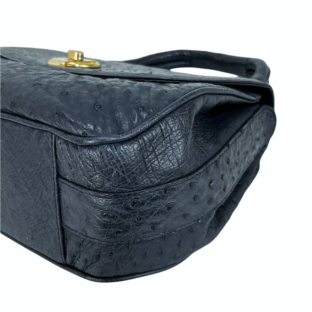 1円スタート☆ MARUU マルウ イタリア製 オーストリッチ ハンドバッグ  