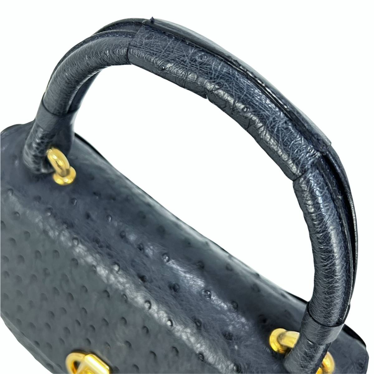 1円スタート☆ MARUU マルウ イタリア製 オーストリッチ ハンドバッグ  