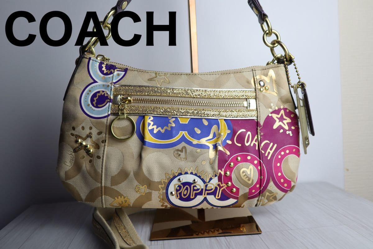 COACH】コーチ ポピー オプアート ショルダーバッグ ハンドバック 2way