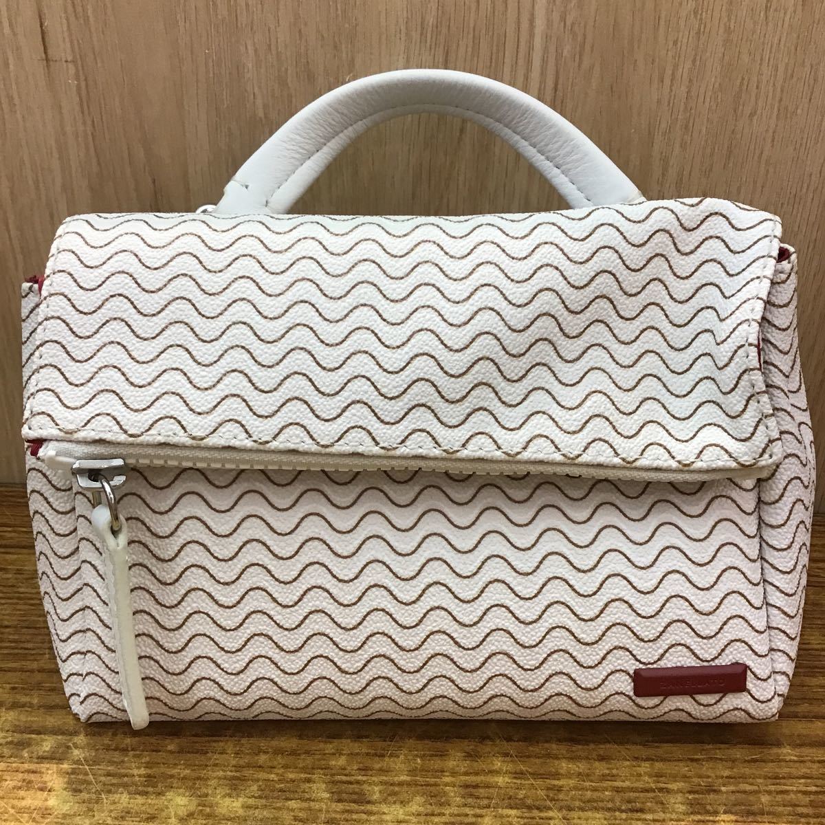 ZANELLATO】美品☆ザネラート ミニ ハンドバッグ 波柄ストライプ 