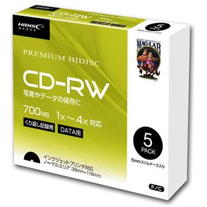 送料無料 CD-RW 繰り返しデータ用 1-4倍速 5mmスリムケース入り5枚パック HIDISC HDCRW80