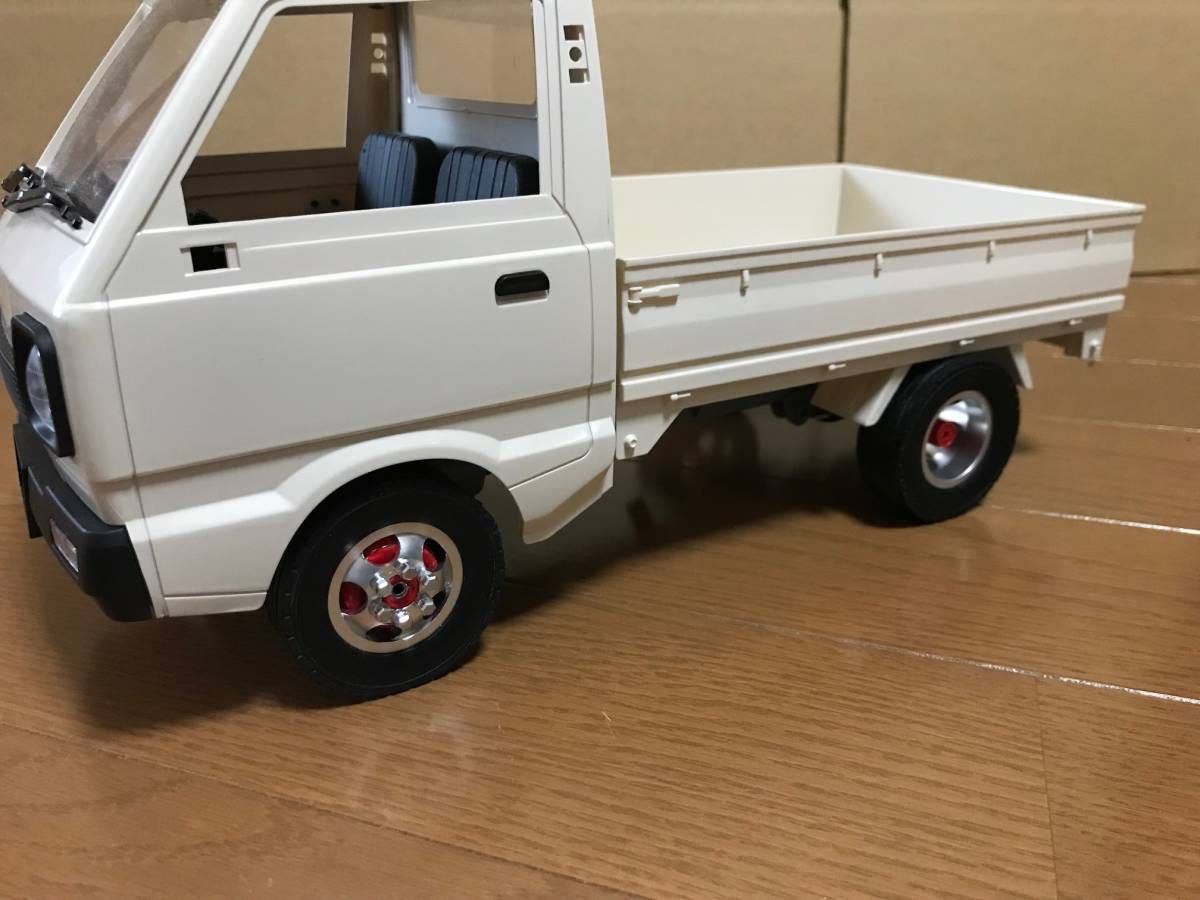 WPL D12 軽トラ 1/10 1/14 小径アルミホイール タイヤ付 金属ハブ 赤