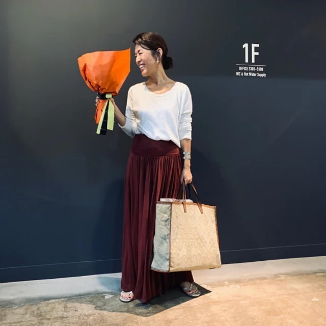 スリードッツ 定価2.6万 jersey colette long skirt 大草直子着 モーブ