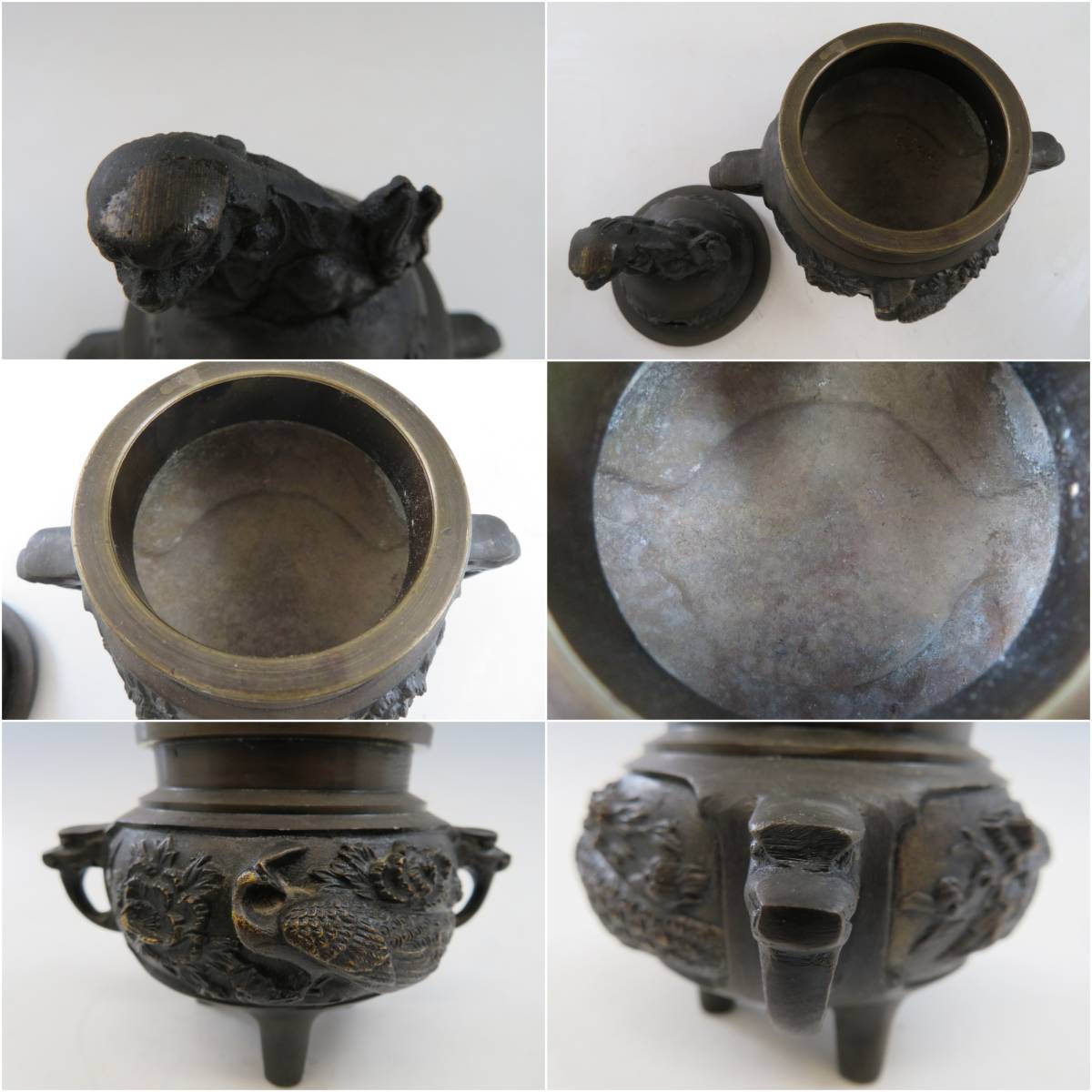 超希少☆当時物】紫雲銘 銅地花鳥文五具足 仏教美術 五具足 紫雲作 銘 
