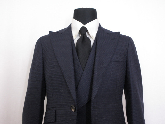 □RR超美品 【麻布テーラー azabu tailor】 スキャバル生地 1ボタン 織 
