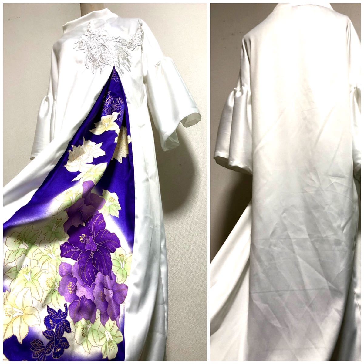 振袖着物リメイク ワンピースドレス 和柄 ハンドメイド 手作り 