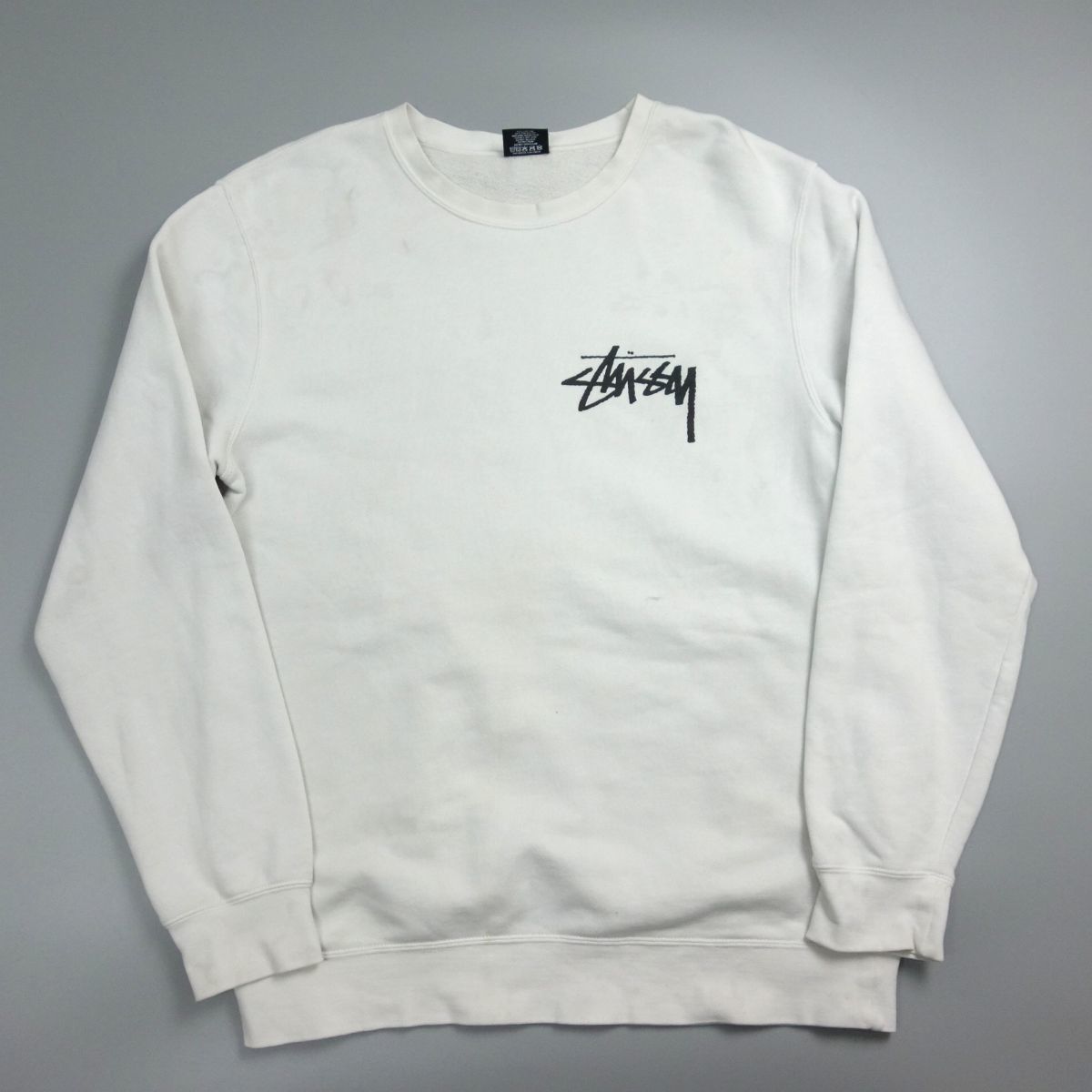 1円 ステューシー STUSSY ロゴプリント スウェット トレーナー 白 