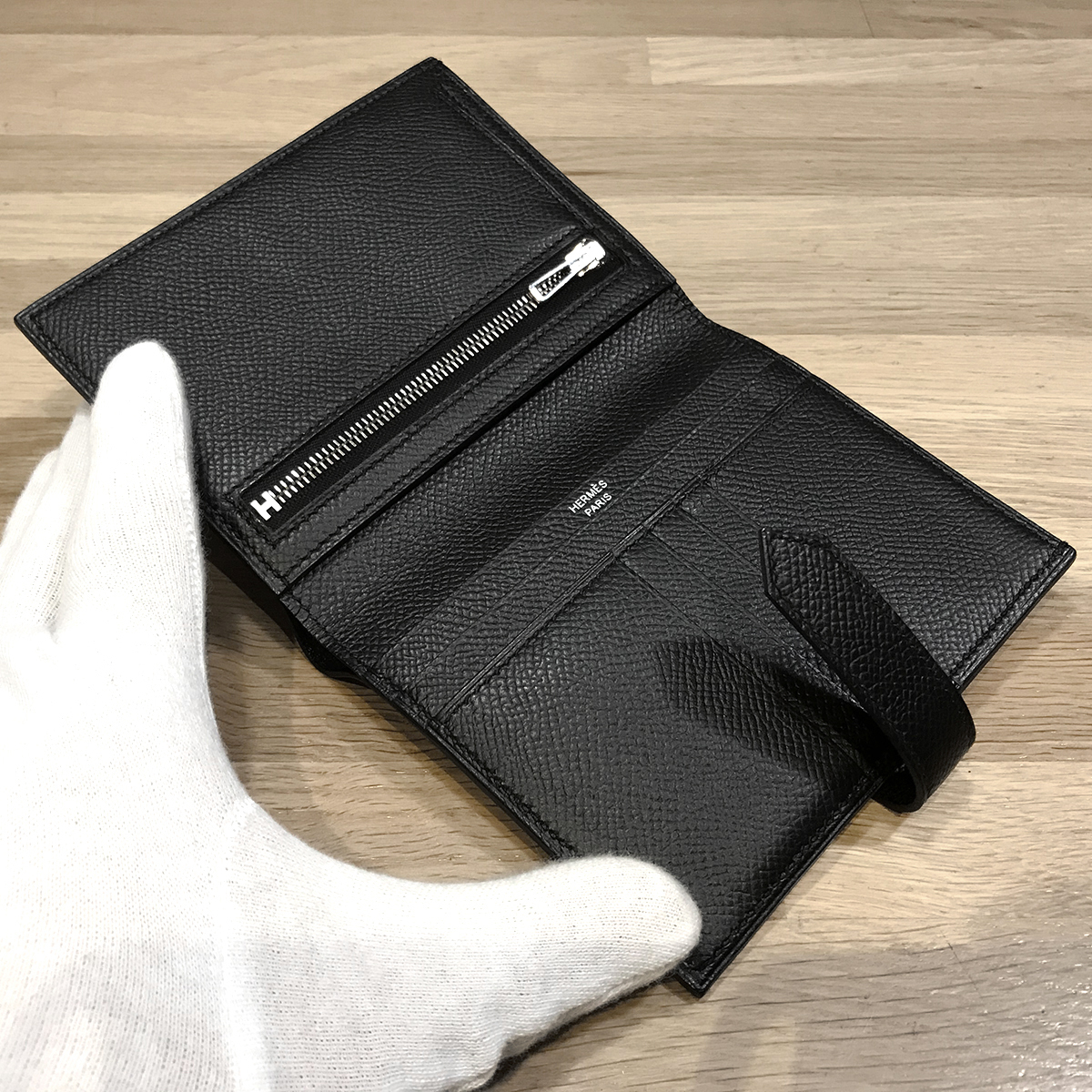 超美品】 エルメス 入手困難 ベアン コンパクト 2つ折り 財布 エプソン 