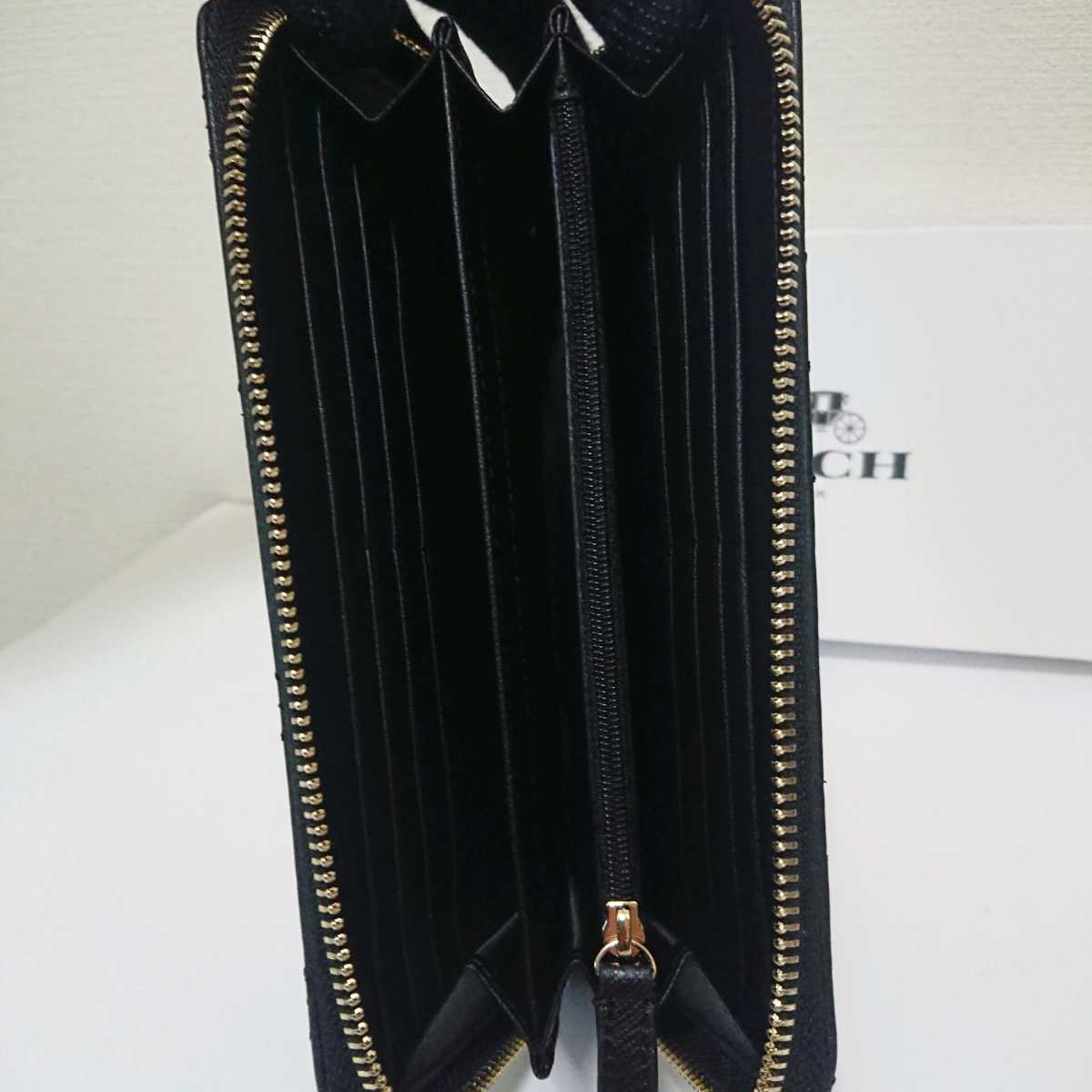 1円スタート【新品-未使用】コーチ COACH キルティング ブラック 長 