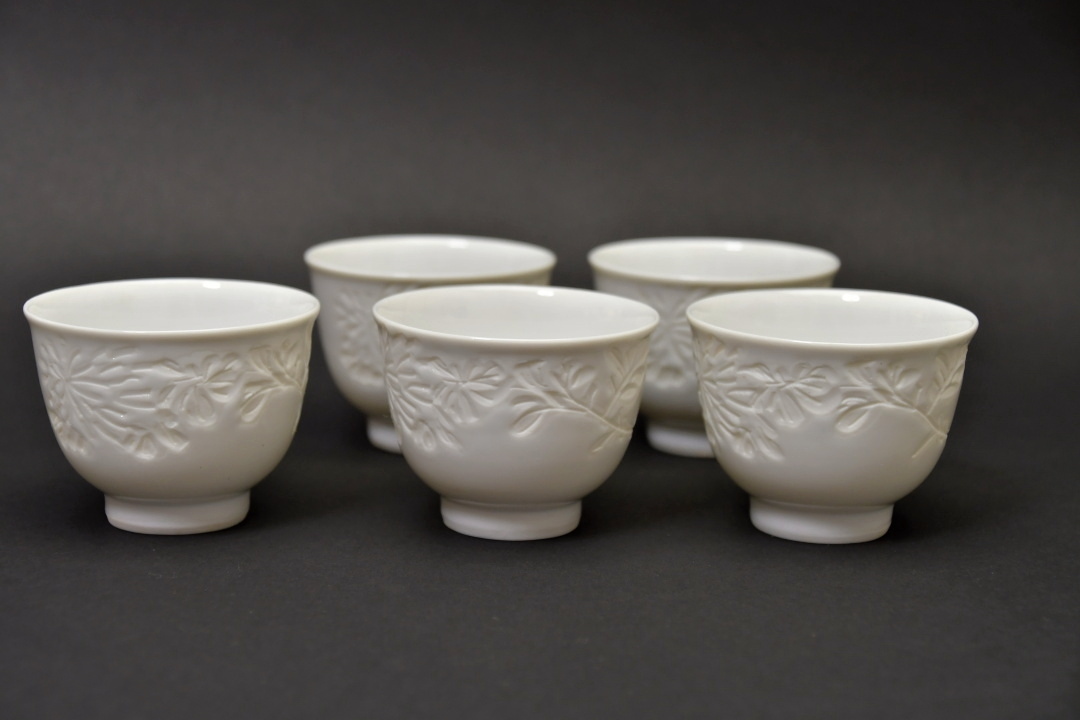 748 出石焼 山本秀壷 白磁 煎茶器揃 共箱○ 茶道具 煎茶道具 急須 湯さ