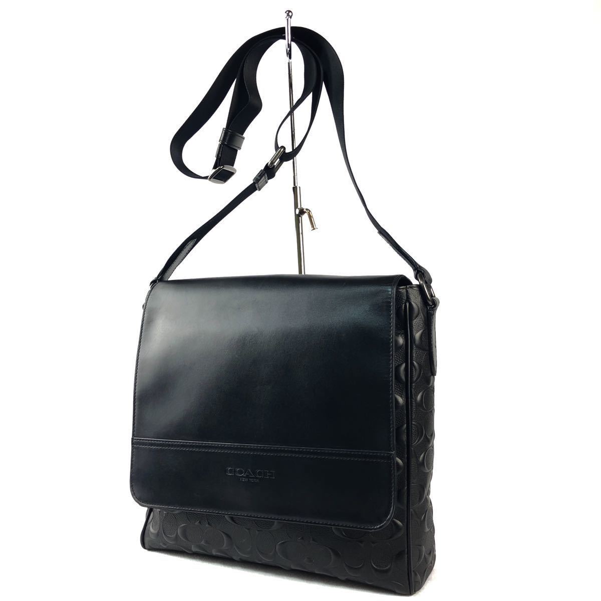 1円 圧巻の存在感 コーチ【華麗なる一族】COACH ショルダーバッグ シグネチャー オールレザー エンボス 立体ロゴ 73340 メンズ 黒 ブラック コーチ ショルダーバッグ COACH タビーショルダーバッグ ブロックド （チョーク×ライトサドル）