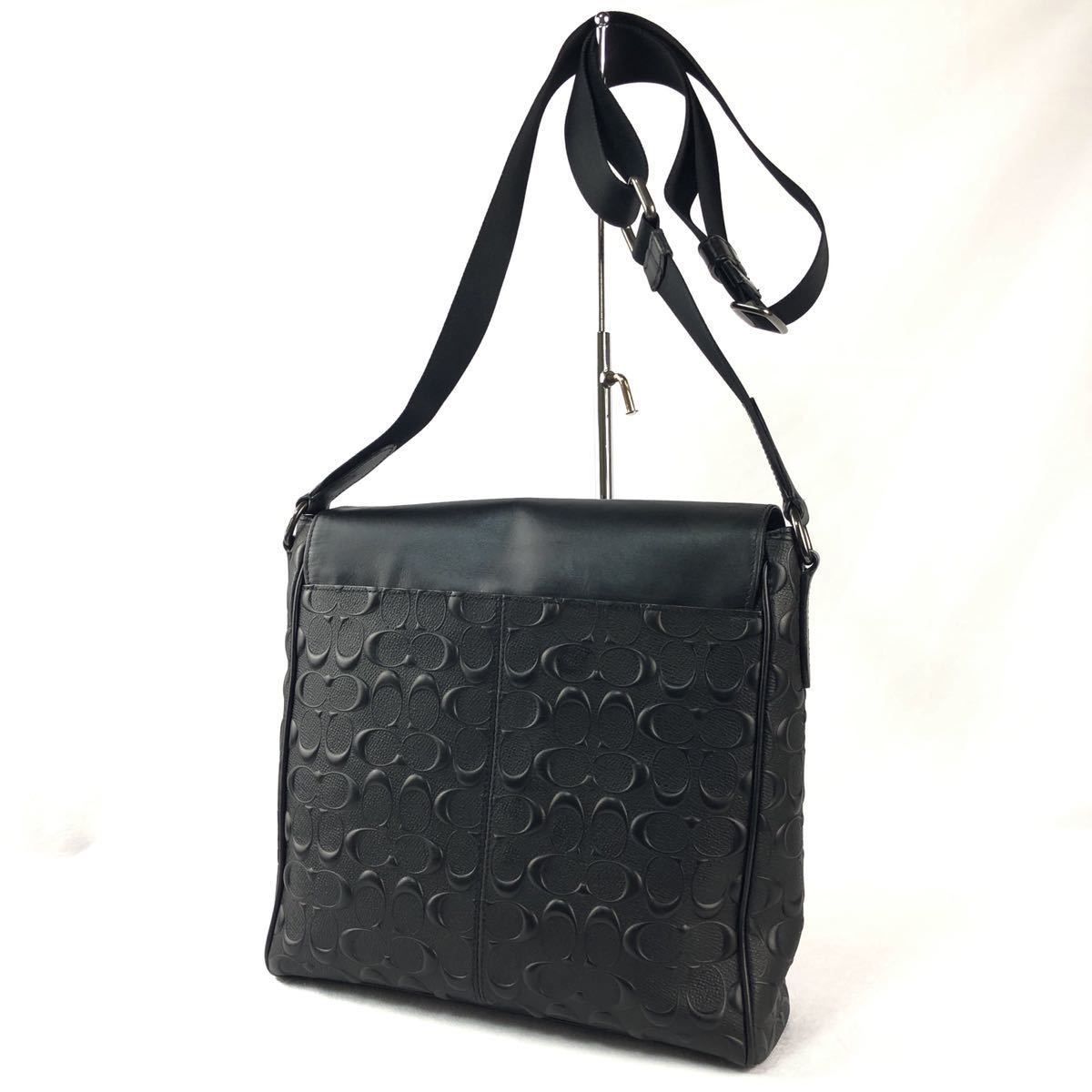1円 圧巻の存在感 コーチ【華麗なる一族】COACH ショルダーバッグ シグネチャー オールレザー エンボス 立体ロゴ 73340 メンズ 黒 ブラック コーチ ショルダーバッグ COACH タビーショルダーバッグ ブロックド （チョーク×ライトサドル）