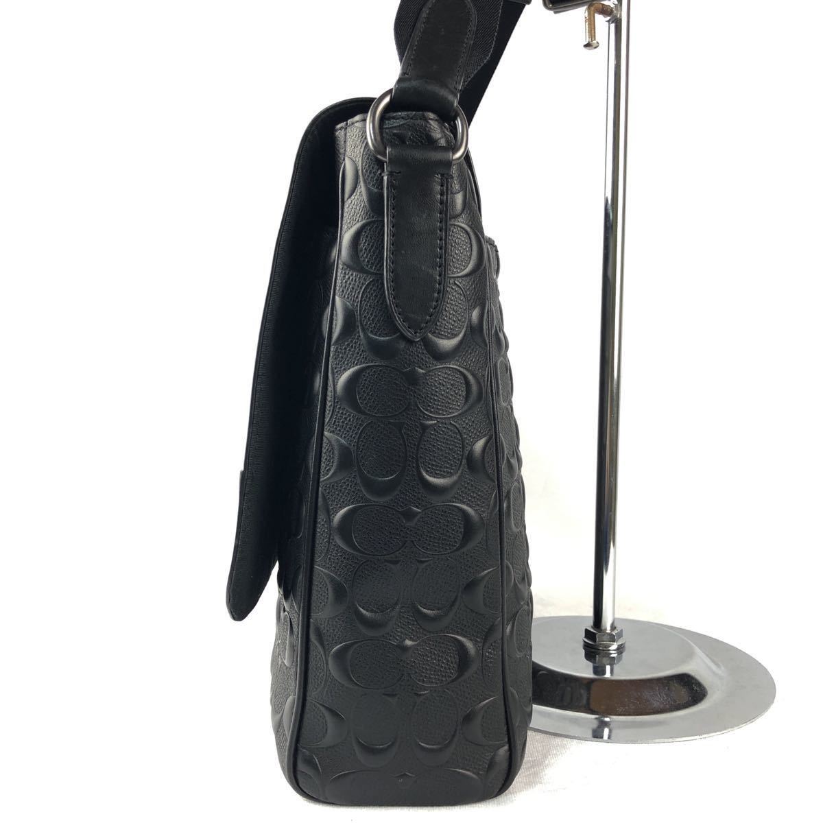 1円 圧巻の存在感 コーチ【華麗なる一族】COACH ショルダーバッグ シグネチャー オールレザー エンボス 立体ロゴ 73340 メンズ 黒 ブラック コーチ ショルダーバッグ COACH タビーショルダーバッグ ブロックド （チョーク×ライトサドル）