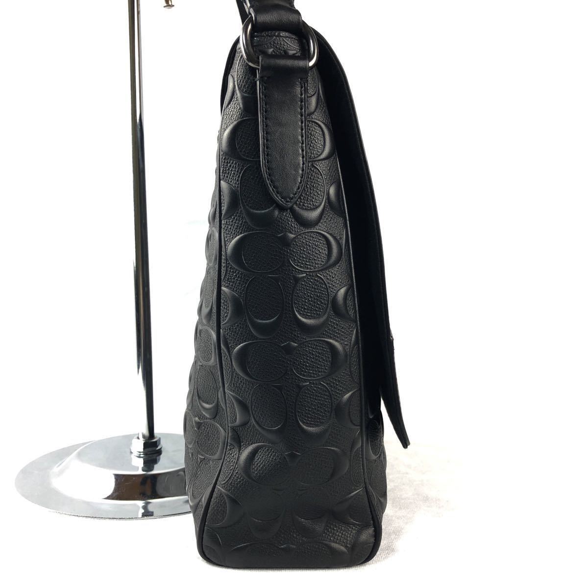 1円 圧巻の存在感 コーチ【華麗なる一族】COACH ショルダーバッグ シグネチャー オールレザー エンボス 立体ロゴ 73340 メンズ 黒 ブラック コーチ ショルダーバッグ COACH タビーショルダーバッグ ブロックド （チョーク×ライトサドル）