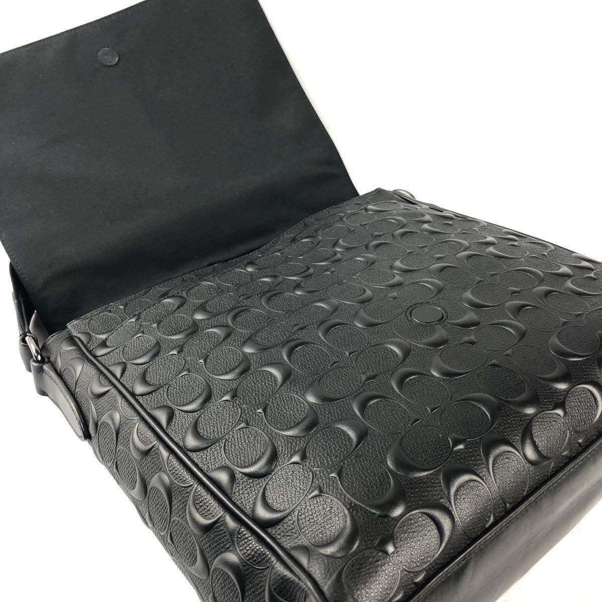 1円 圧巻の存在感 コーチ【華麗なる一族】COACH ショルダーバッグ シグネチャー オールレザー エンボス 立体ロゴ 73340 メンズ 黒 ブラック コーチ ショルダーバッグ COACH タビーショルダーバッグ ブロックド （チョーク×ライトサドル）