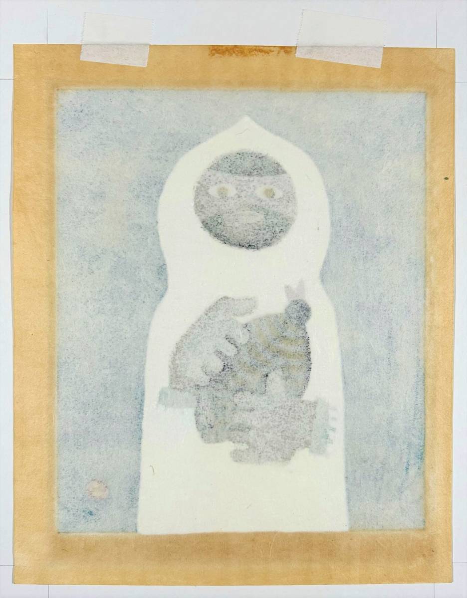 畦地梅太郎　版画　いつくしみ 1971年作 畦地梅太郎 | 畦地梅太郎木版画額「いつくしみ」 山で出会う
