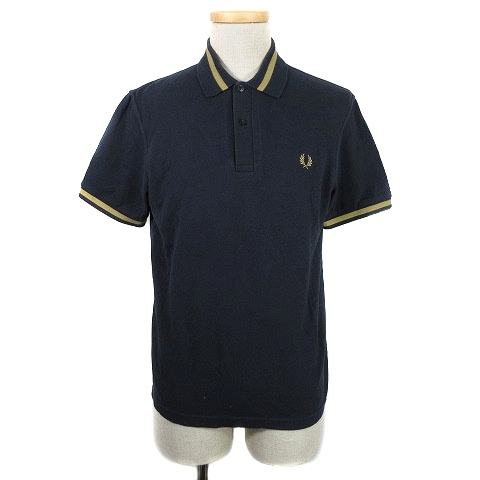 超激得，定番 フレッドペリー FRED PERRY ポロシャツ カットソー 半袖 ステンカラー 鹿の子 コットン ライン ロゴ 40 紺 ネイビー トップス /BT メンズ(ポロシャツ)｜売買されたオークション情報、yahooの商品情 男性用