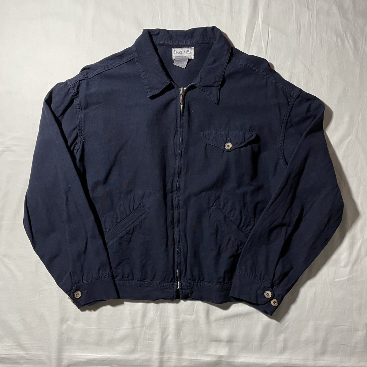 【限定セール，新品】 80s-90s Bruce Field リネン フルジップブルゾン France カバーオール インディゴリネン ヴィンテージ(Mサイズ)｜売買されたオークション情報、yahooの商品情報をアーカイブ公開 - オークファン Mサイズ
