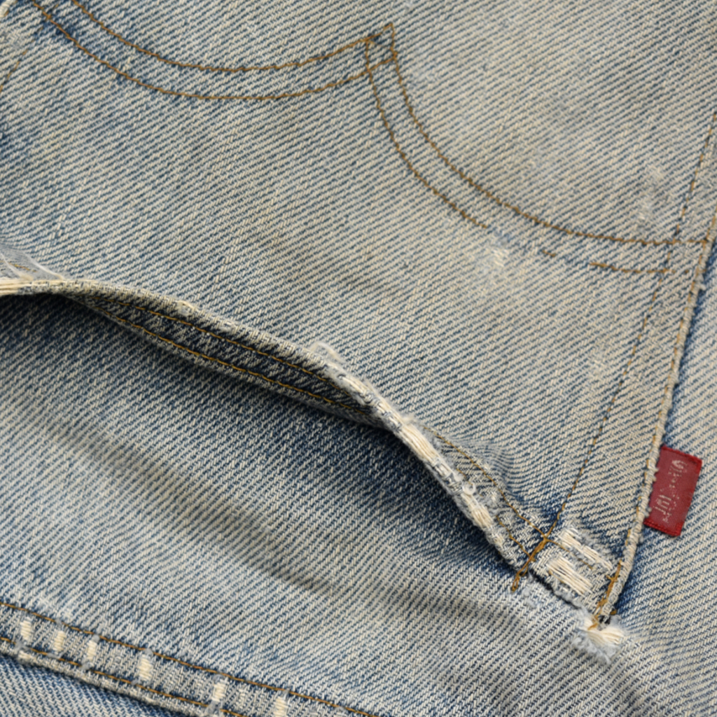 【一点物】70s ビンテージ Levis リーバイス 501 66シングル カスタム デニムパンツ size.32 前期 ダメージ 再構築 70s 0 66前期 ビッグE 赤耳 USA